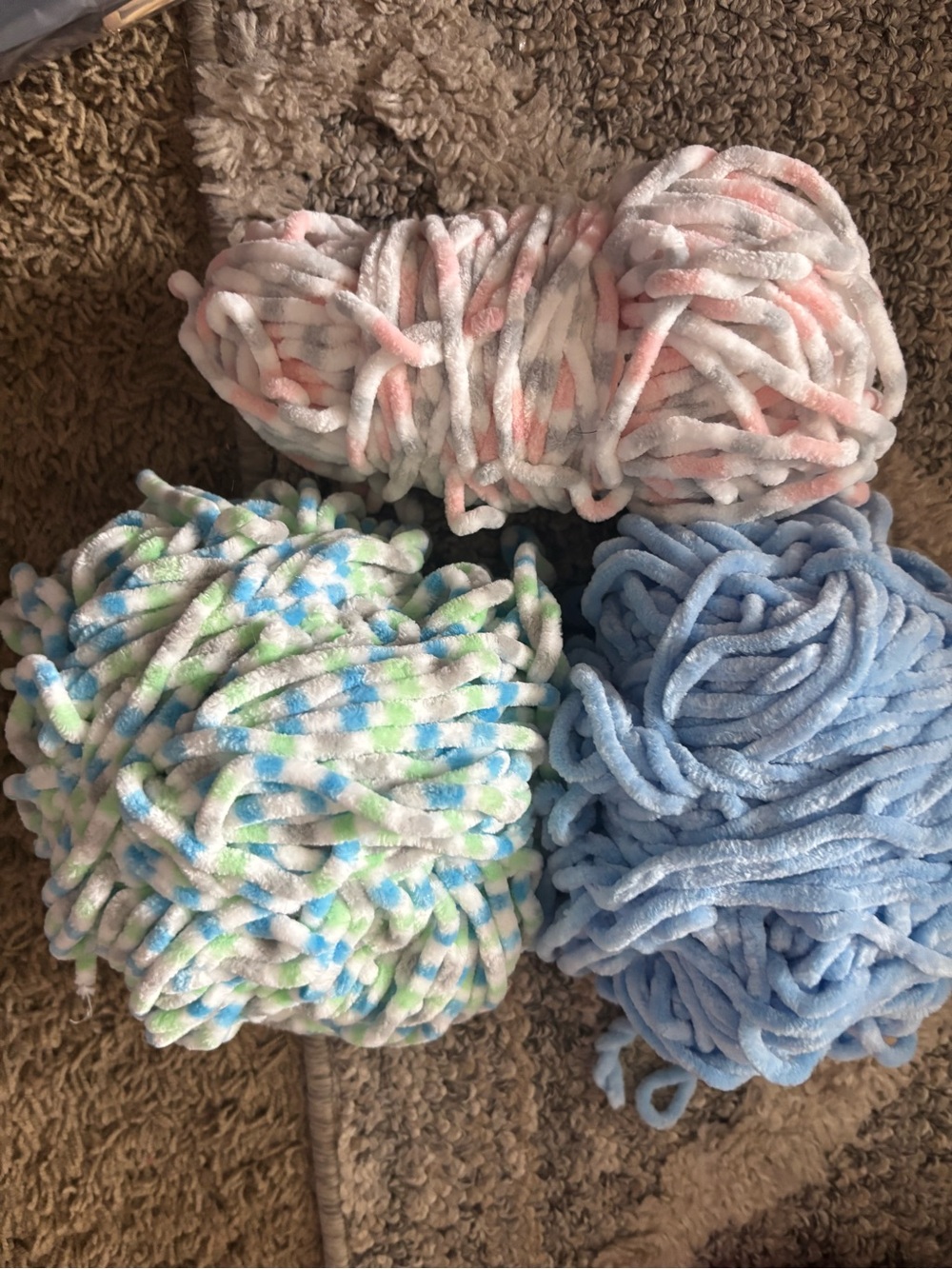 - Pink, Blue & Green yarn